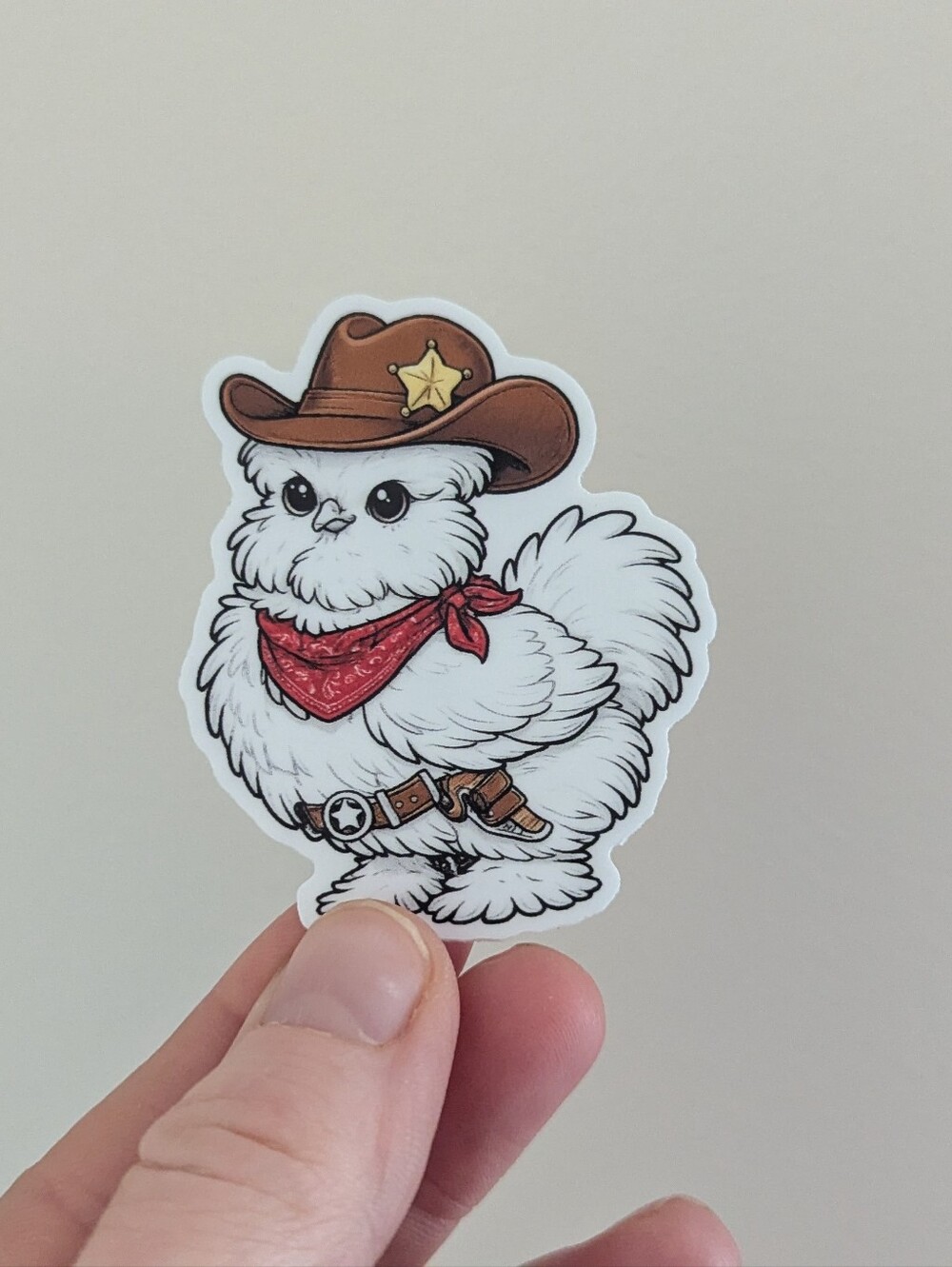 Cute Silkie Cowboy Chicken Sticker